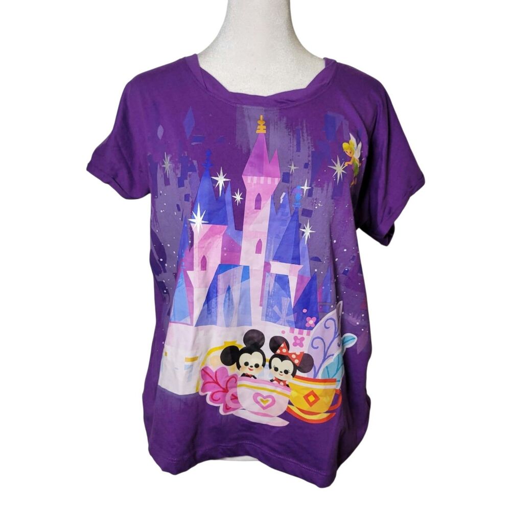 Disney Parks Joey Chou Mickey Minnie Castle Teacup Purple T-Shirt M Whimsical